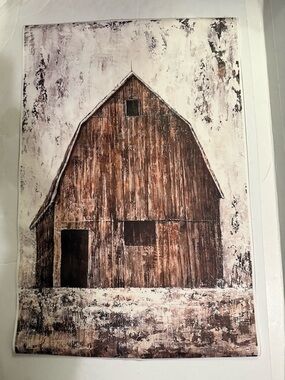 Rustic canvas Barn Wall Art - Brown & Cream